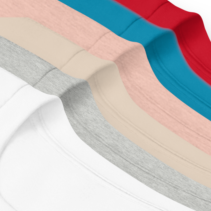 Colour Samples, White, Athletic Heather, Soft Cream, Heather Prism Peach, Aqua, Red