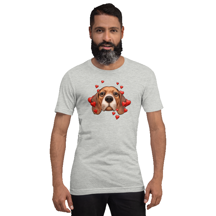 Athletic Heather , Sad Beagle, Dark Red with White muzzle