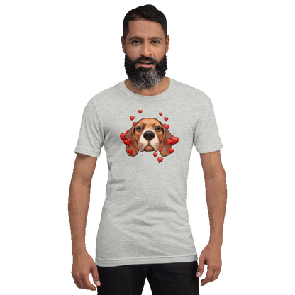 Athletic Heather , Sad Beagle, Dark Red with White muzzle