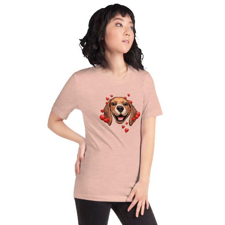 Heather Prism Peach , Happy Beagle, Dark Red with White muzzle