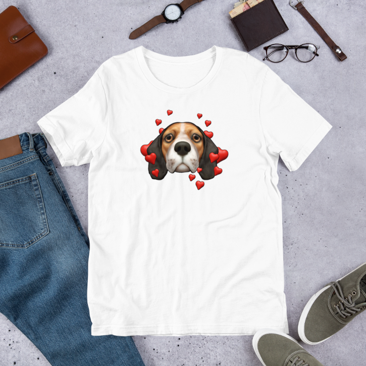 White , Sad Beagle, Black and Red with White stripe