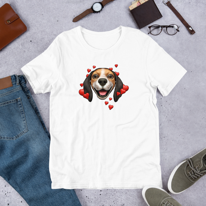 White , Happy Beagle, Black and Red with White stripe