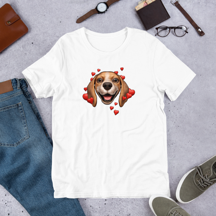 White , Happy Beagle, Dark Tan with White stripe