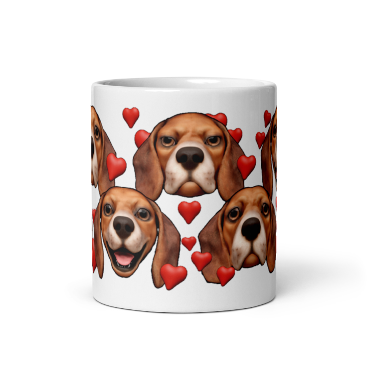 White , Glossy Beagle, Dark Red with White muzzle