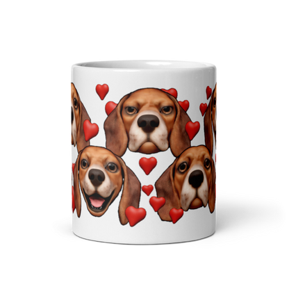 White , Glossy Beagle, Dark Red with White muzzle