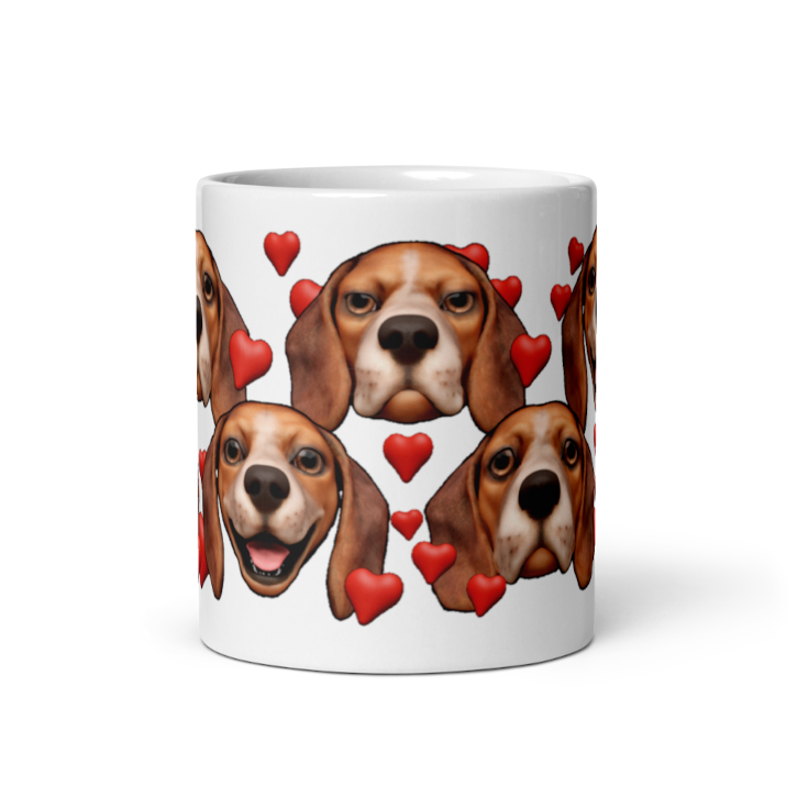 White , Glossy Beagle, Dark Red with White stripe