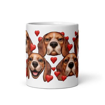 White , Glossy Beagle, Dark Red with White stripe