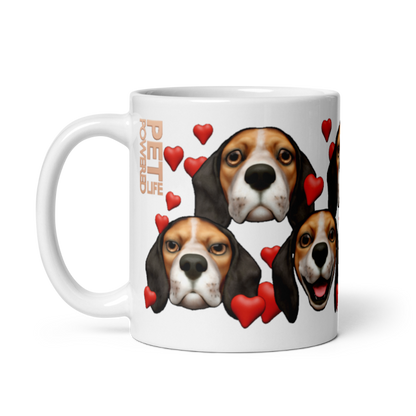 White , Glossy Beagle, Black and Red with White stripe