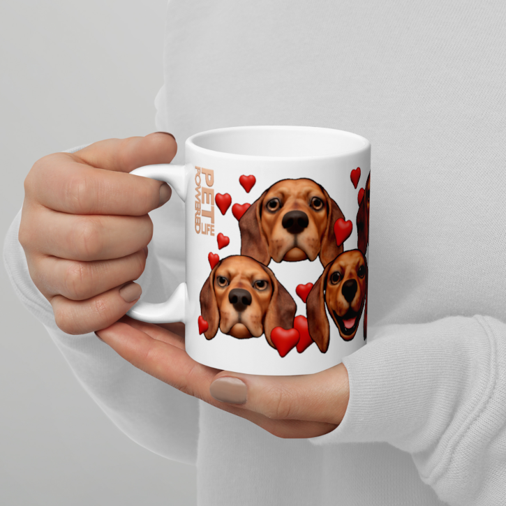 White , Glossy Beagle, Dark Red