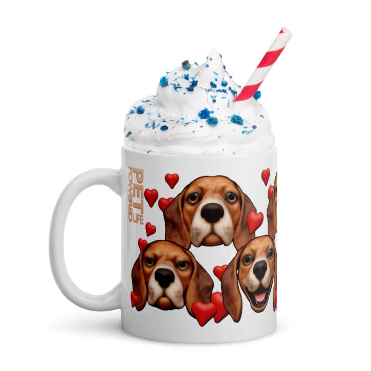 White , Glossy Beagle, Dark Red with White muzzle