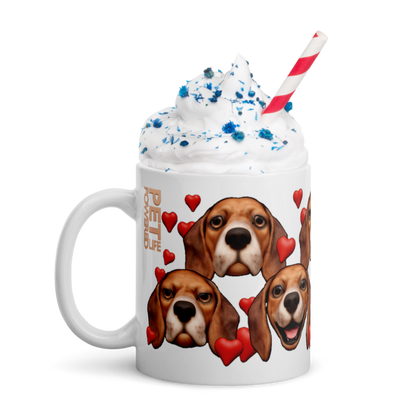 White , Glossy Beagle, Dark Red with White muzzle