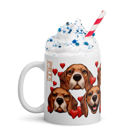 White , Glossy Beagle, Dark Red with White muzzle