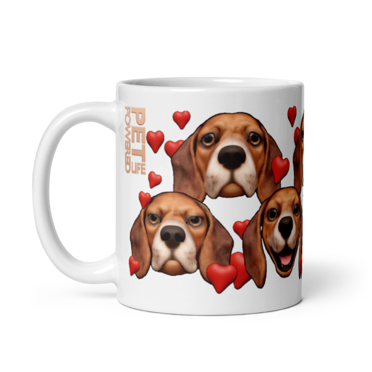 White , Glossy Beagle, Dark Red with White muzzle