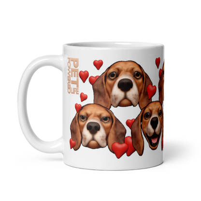 White , Glossy Beagle, Dark Red with White muzzle