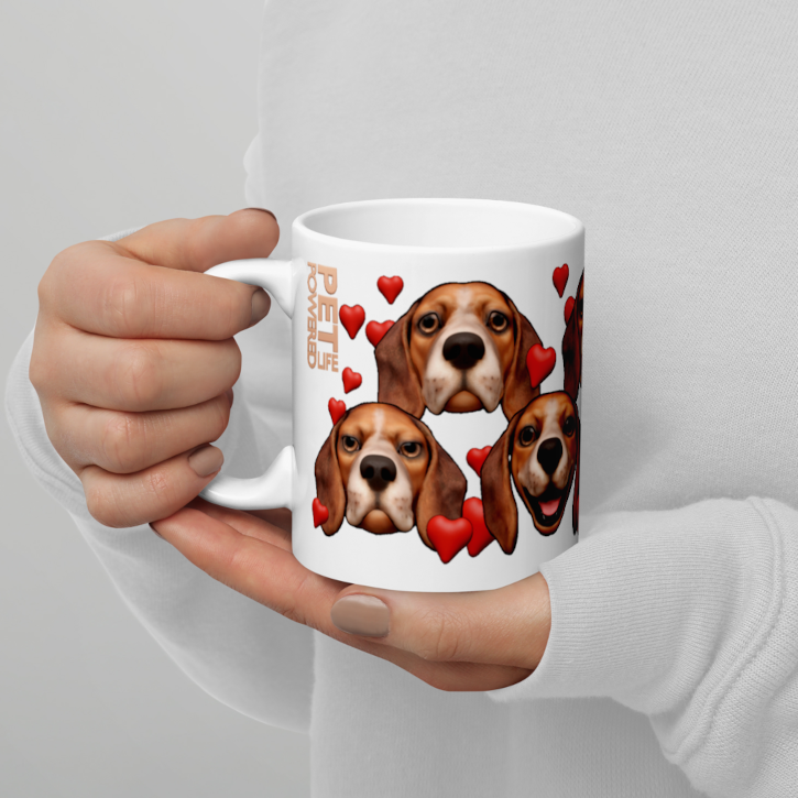 White , Glossy Beagle, Dark Red with White stripe