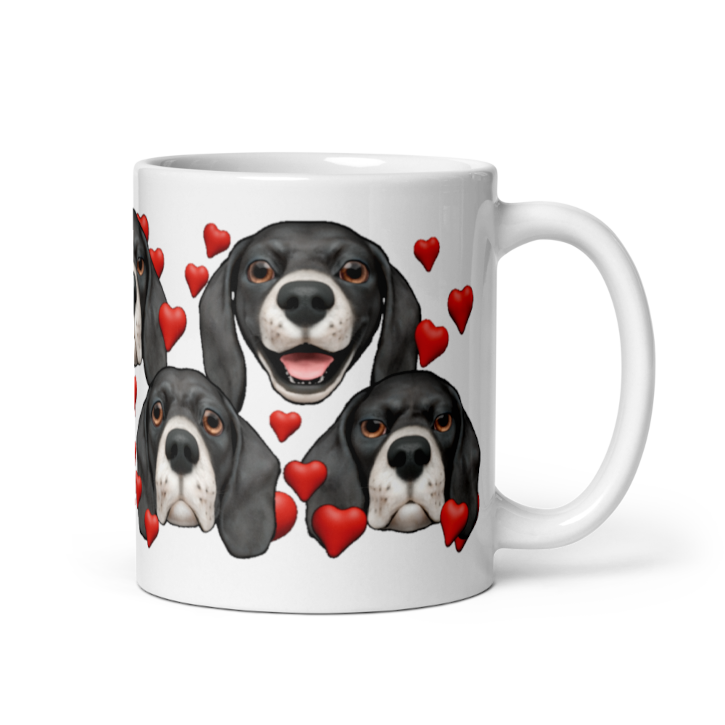 White , Glossy Beagle, Black with White muzzle