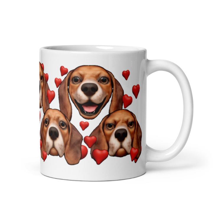 White , Glossy Beagle, Dark Red with White muzzle