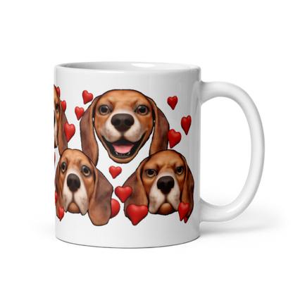 White , Glossy Beagle, Dark Red with White muzzle