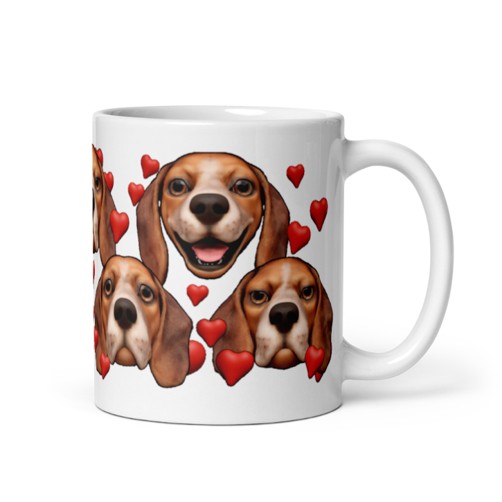 White , Glossy Beagle, Dark Red with White stripe